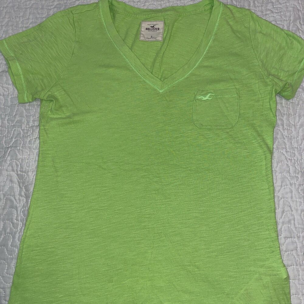 Hollister V Neck Shirt Short Sleeve Top Junior Women's Size S Small Cotton Y2K